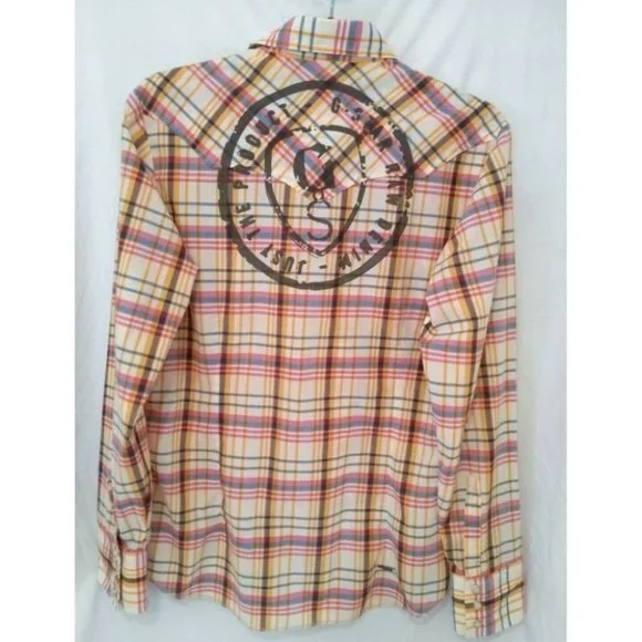 G-Star Raw Mens Long Sleeve Shirt with Pearl Snap Buttons and Large Logo - Sz L - Picture 2 of 10